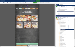 Dashboard view of a restaurant food ordering layout made with sitekiosk software.